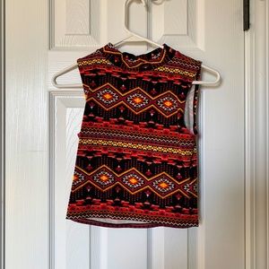 Tribal pattern Sleeveless Crop Top